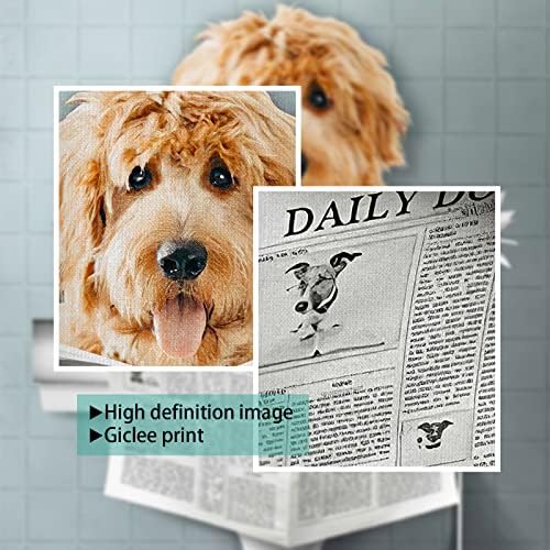Slatki pas dekor kupaonice 16x20 'Slatki zlatni retriver na toaletu za čitanje novina zidna umjetnost smiješna seoska kuća
