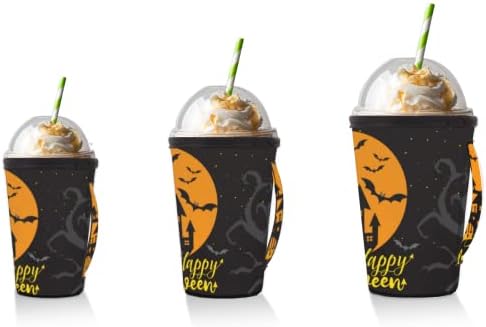 Halloween Castle Bat za višekratnu upotrebu ledene kave s ručicom Neopren šalica rukava za sodu, latte, čaj, pića, pivo