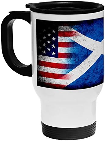 Expressitbest bijeli kava/putnička šalica od nehrđajućeg čelika - zastava Škotske Škotske - Rustikalno/SAD