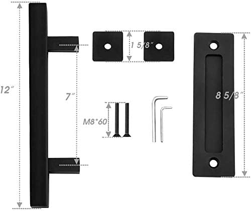 Smartsmith kvadratna staja za vrata crna, rustikalna ručica crnih vrata za garažne kapije za ormar za kurs 1 PC