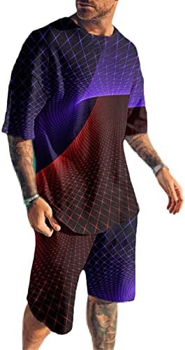 Docorou Fashion muške 3D majice Set 3D tiskana sportska odjeća Muška muške vanjske kratke kratke kratke kratke kratke hlače