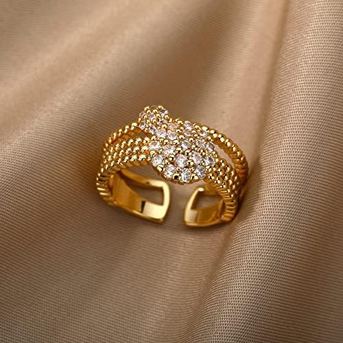 Oyalma cirkon krug Otvoreni prstenovi za žene kristalno zlatni šarm prsta podesivi prsten vjenčanje valentinski nakit-98999