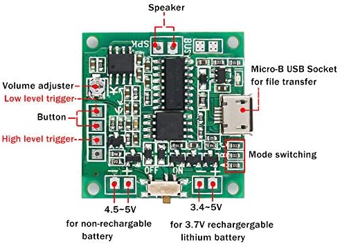 Zvučni modul WayinTop Кнопочное upravljanje Glazbom govornim programom Programabilni struja-čip Glazbeni 8 MB MP3 WAV USB