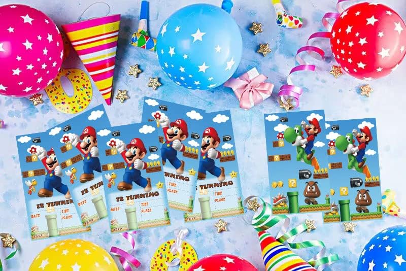 Bradykin Mario zalihe za rođendanske zabave, Pozivnice za rođendan za djecu, Mario Party Opssing Pozivnice za rođendan za