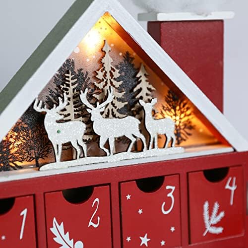 Drveni Božićni adventski kalendar Božićno odbrojavanje LED blagdanski ukras za dom, stol, ured, trgovinu, ulazna vrata, 24