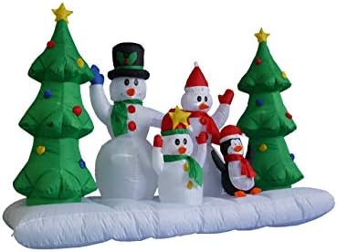 Dva paket ukrasa za božićne zabave, uključuje 8 stopa visokih 3 pingvina na polarnom medvjedu i 8 stopa široka obitelj snjegovića