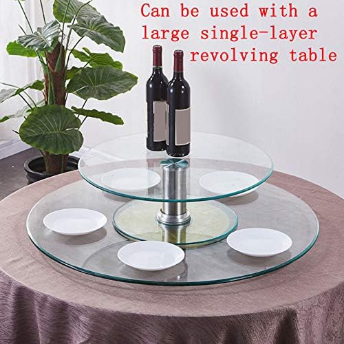2-slojni Okretni stol za stol, stakleni pladanj za posluživanje stola za blagovanje, okrugli okretni stol od kaljenog stakla