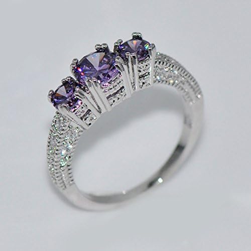 10-karatni ljubičasti zaručnički prsten od ametista od bijelog zlata ispunjen zaručničkim prstenom od 5-12