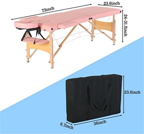 CFSNCM masaža tablicu sloj 2 odjeljci preklopna noga 186x60x60cm Visina podesiva svestrana prijenosna ružičasta/bijela