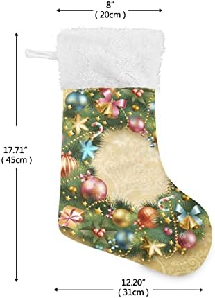 Alaza božićne čarape Božićni vijenac s Baubles klasičnim personaliziranim velikim čarapama ukrasi za obiteljsku prazničnu