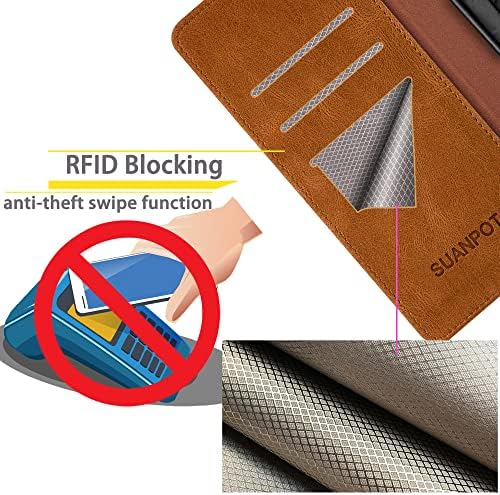 SUANPOT za Samsung Galaxy A13 5G RFID blokiranje torbica-novčanik Svijetlo kava