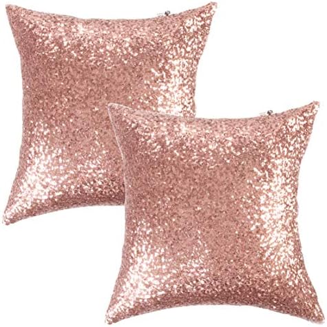 Kevin Textile Sequins Dekorativna luksuzna kućna zabava Square Pillow Cover Cover, 18 X18, Skriveni dizajn zatvarača, 2 pakiranja