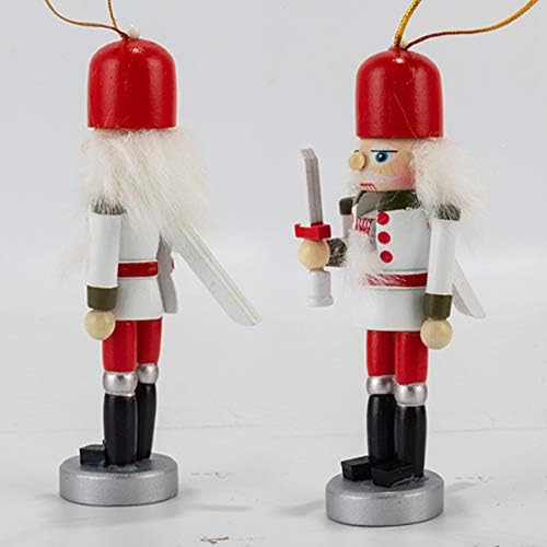 Clispeed 4 PCS WOOD NUTCRACKER SOLDIER MAHERKI KONGRAMENTI MINI Walnut Showcase Viseći dekor Nutcrackers privjesci za božićno
