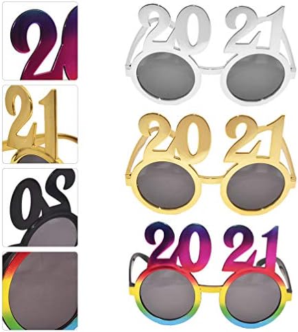 AMOSFUN 2021 Sunčane naočale padobranske nove novitetne ukrase godina naočale- 6 parova 2021 digitalnih naočala Novogodišnje