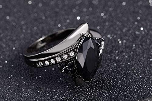 Modni Ženski crni safirni prstenovi ispunjeni crnim zlatom veličine 6,7,8,9