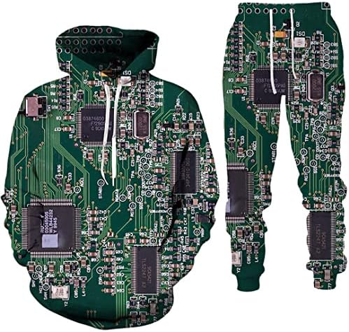 Kntumq Smiješni elektronički čip 3d tiskane hlače za kapuljače Set muškaraca Žene Harajuku Sports Wear Hiphop Hoody Tracksuit