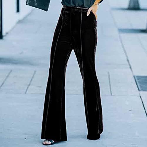 Dame gamaše za žene Flare Stretch Street Twitpants Trendy Solid Color hlače plišane modne fluorescentne ženske hlače