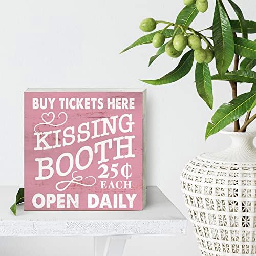 Pink Valentinovo Dan Wood Box Sign Dekor za dom rustikalni Valentinovo Citat drvene kutije Blok Blok plak za zidni stolni