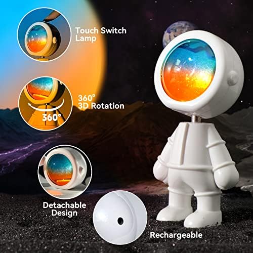 Projektor br., Kip astronauta, Dekoracija astronauta, LED noćno svjetlo, projekcijska svjetiljka s kontrolama na dodir, rotacija