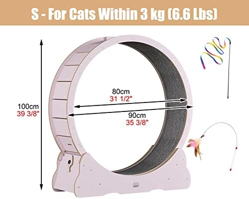 Mačka za vježbanje kotača s igračkama za mačje štapiće, drvena ružičasta mačja kotača za kotače za mačiće, unutarnji veliki