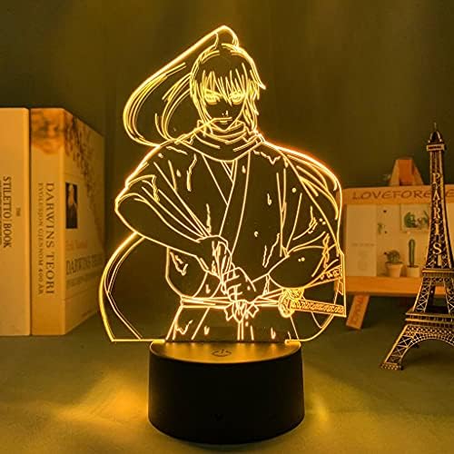 Bucros anime Gintamaed 3D noćna svjetlost za obožavatelje 16 boja dekor iluzija LED svjetiljka s daljinskim upravljačem,