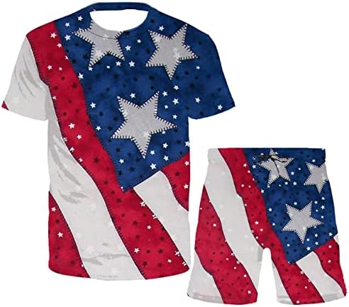 Muške ljetne kratke hlače postavljaju odjeću Dan neovisnosti Patriotski kratki rukavi majica i kratke hlače tracksuit kratkih