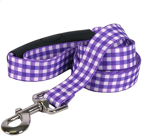 Dizajn žutog psa Southern Dawg Gingham Purple Dog Leash s udobnim rukom za ručak-5/8 i 5 'napravljen u SAD-u