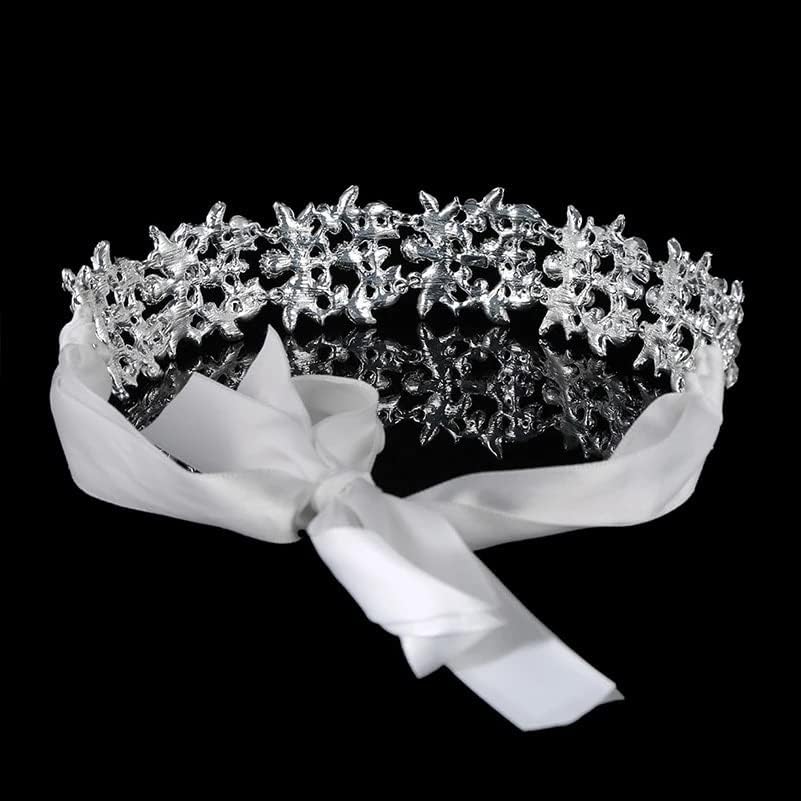 Bijela / bijela ručno izrađena Kristalna cvjetna vrpca vjenčana traka za glavu kruna srebrni pribor za vjenčanu kosu ženska