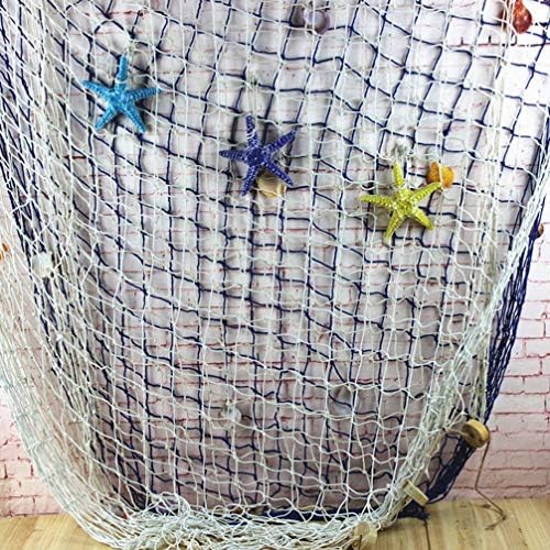 Sewacc Dekor za dom ukrasna riba s školjkama mediteranski stil nautički ribolovni mreža zid dekor plavi ribolov zid visi