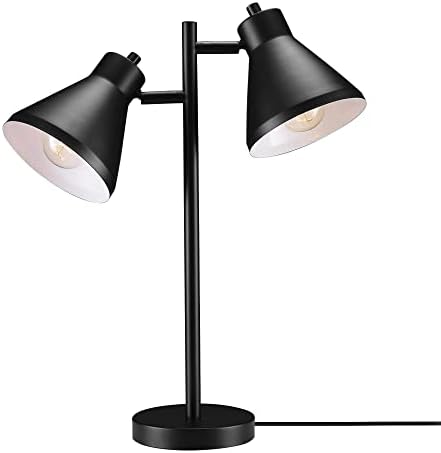 Stolna svjetiljka 52999 18 S 2 svjetla, mat crna, rotacijski prekidač za uključivanje / isključivanje na svakom sjenilu,