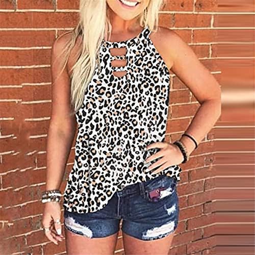 Ženska Moda, ljetni labavi vrhovi s okruglim vratom, Majica Bez rukava, gradijentni top s leopard printom