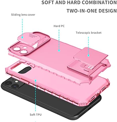 Poklopac kućišta telefona Silikonski kovčeg kompatibilan kompatibilan s iPhoneom 11 Pro Max, [3 načina stajanja] Okomiti