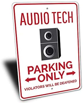 Znak audio tehničara, znak parkiranja audio tehničara, znak špilje Audioman, znak audio tehničara, znak tehničara, aluminijski