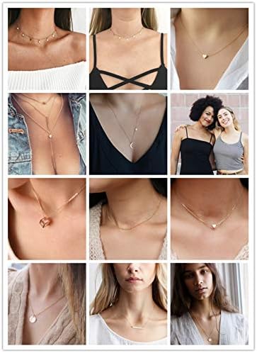 12pcs višeslojna ogrlica choker modna višeslojna lančana ogrlica jednostavna Zlatna ogrlica Set za žene Tinejdžerke