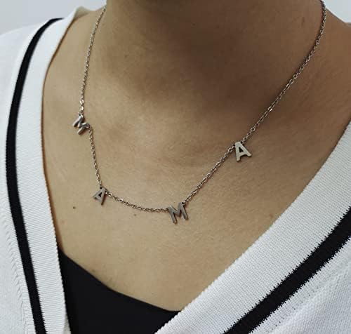 Nova srebrna ogrlica za mamu, ženska nježna ogrlica od chokera s inicijalima od nehrđajućeg čelika, pokloni za mamu, ogrlica