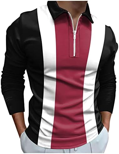 Wocachi 2022 muške polo majice, dugi rukav 1/4 zip up vrat golf vrhovi prugasti patchwork Streetwear casual dizajnerska košulja
