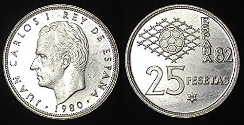Europska Španjolska 25 Péda Coin 1980 Edition 1982 Svjetsko kupa