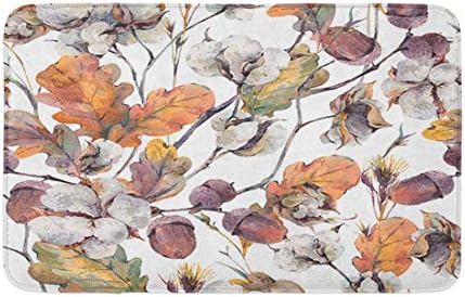 Dekor kupaonice od 24 do 16 kupaonska prostirka akvarel jesen Vintage s grančicama, cvijetom, žutim hrastovim lišćem i žirom