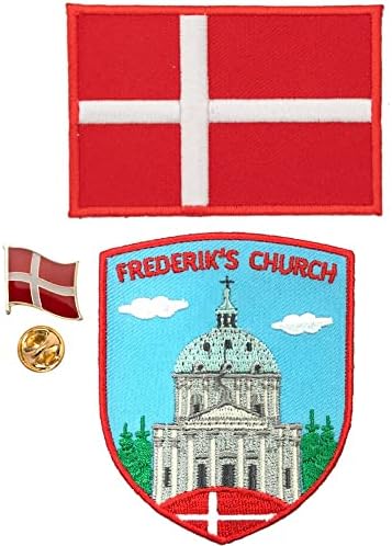 A-jedan Frederiks Kirke Combat Patchs + Danska zastava Amblem, Svjetski orijentir ApplQiue i prikupljanje repa, željezo/šivanje