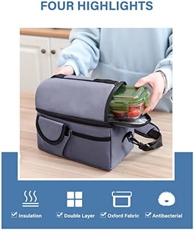 Izolirane torbe za ručak za muškarce / žene, s podesivim naramenicama, dvoslojna kutija za ručak za rad u uredu / školi /pikniku