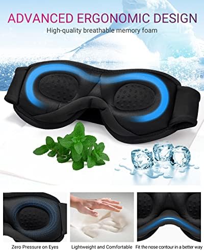 Musicozy Sleep slušalice Bluetooth 5,2 Maska za spavanje na traci za glavu, 3D prozračna maska ​​za spavanje za bočne spavače,