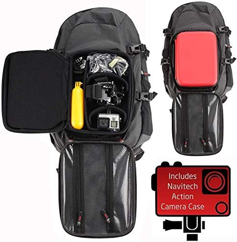 NavItech Action Camera Backpack & Red Storage s integriranim remenom za prsa - kompatibilno s akcijskom kamerom serije Akaso