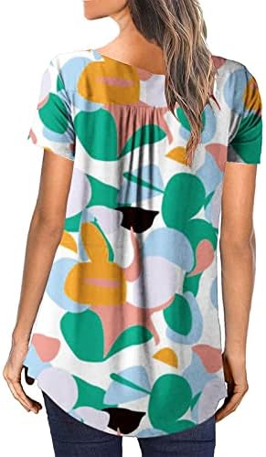QTTHZZR ženski ležerni tunični vrhovi casual kratki rukavi Henley V-izrezi košulja labave fit bluze vrhove