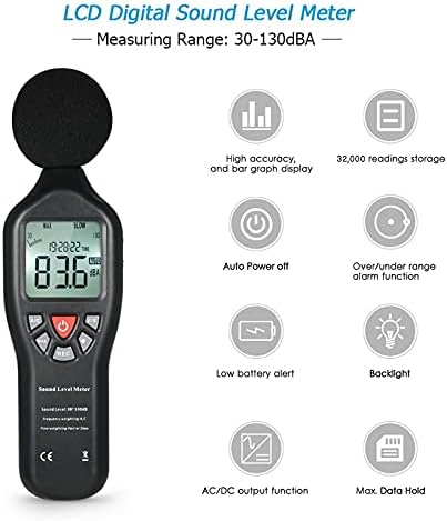 ZLXDP LCD razina zvuka decibel mjerača zapisnika mjerenja mjerenja buke vrijeme zaslon automatsko isključivanje s funkcijom