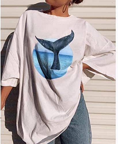 Ležerna majica s tunikom za žene labave predimenzionirane donje košulje ljetne majice s kratkim rukavima modne bluze kitove