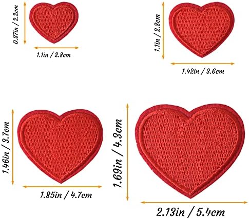 24pcs Crveni oblik srca Željezo na flasterima, mini simpatični oblik srca Iron-On/Swein flasteri vezeni zakrpe za ukrašavanje