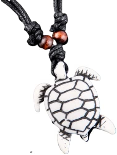 Ogrlice od morskih kornjača - havajske ogrlice za surfanje, cool modne igračke za igranje-privjesak od bijele i smeđe kosti-lanac