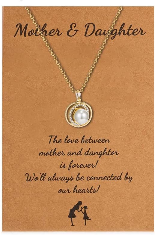 Zlatna Biserna ogrlica za žene, ogrlica od majčinog dana, nježna ogrlica od kruga od kćeri