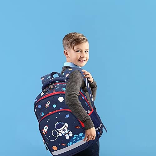 Školski ruksak za dječake i djevojčice, dječji školski ruksak za knjige s tiskanim astronautima, Studentski ruksak s kutijom