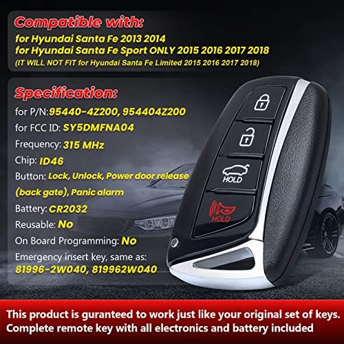 Privjesak za ključeve Aichiyu Smart Remote Control za Hyundai Santa Fe Sport 2013 2014 2015 2017 2018 s čipom ID46 315